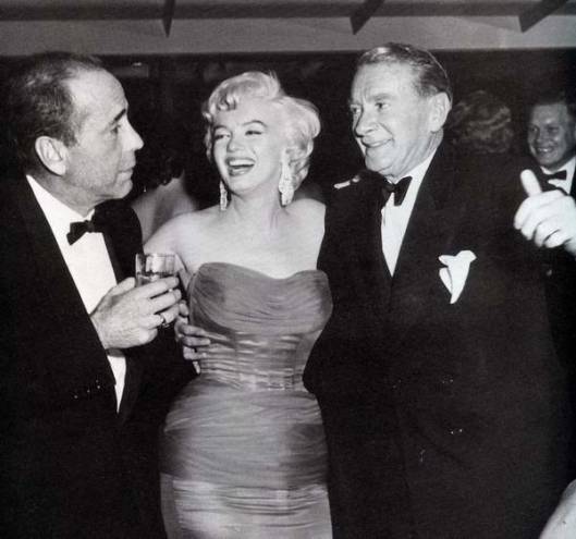 Marilyn with Bogart and Clifton Webb at Romanoff's, 1954