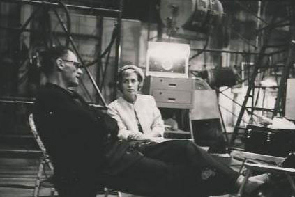 Pat with Arthur Miller during filming of 'The Misfits', 1960.